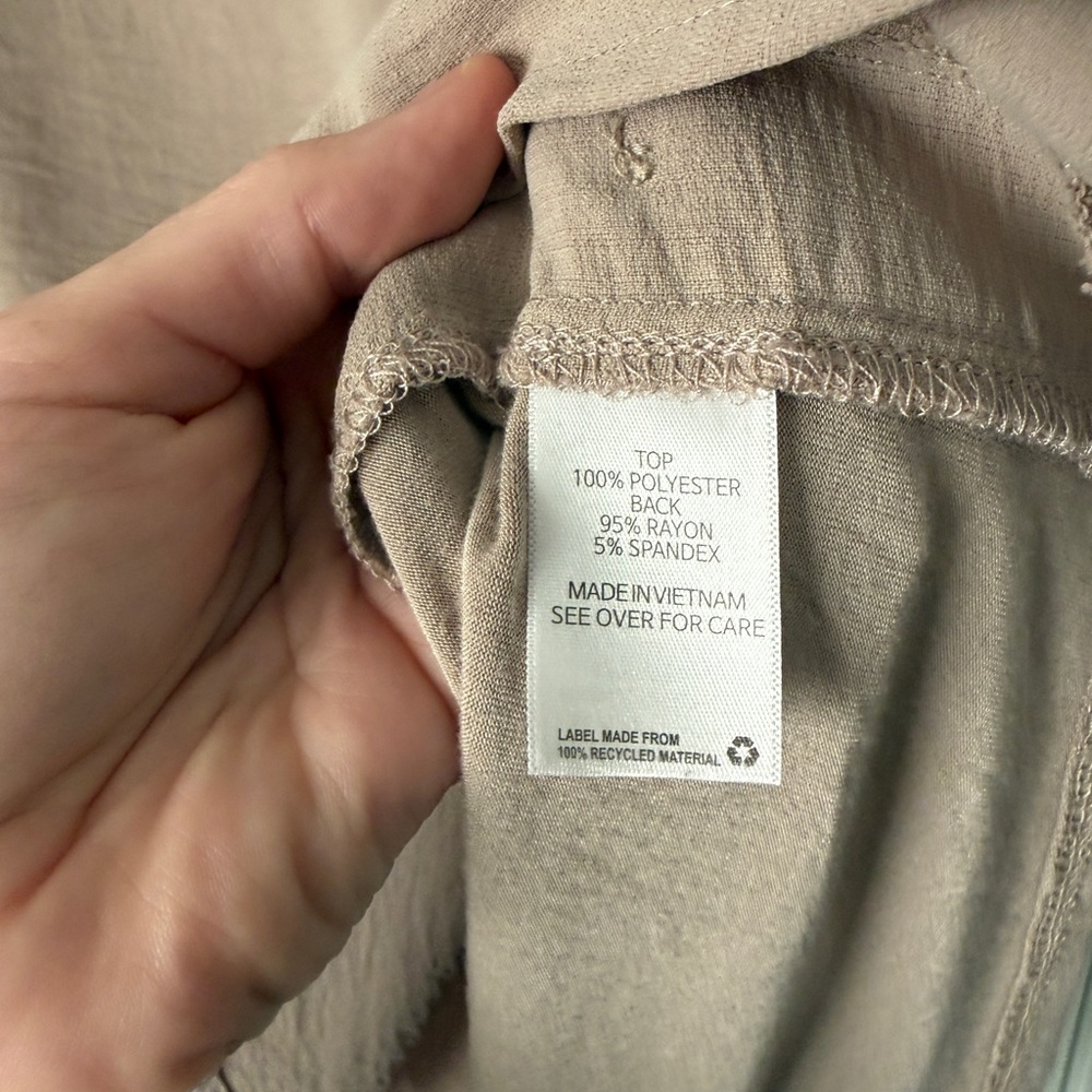 Casual Tan Short Sleeve Top with Button Detail - Picture 7 of 7